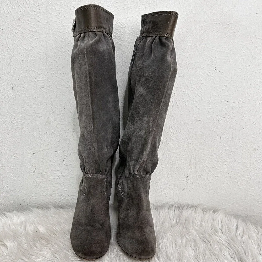 MICHAEL‎ MICHAEL KORS Tall Slouchy Shaft Boots Stale Grey Suede Leather Size 7 M
